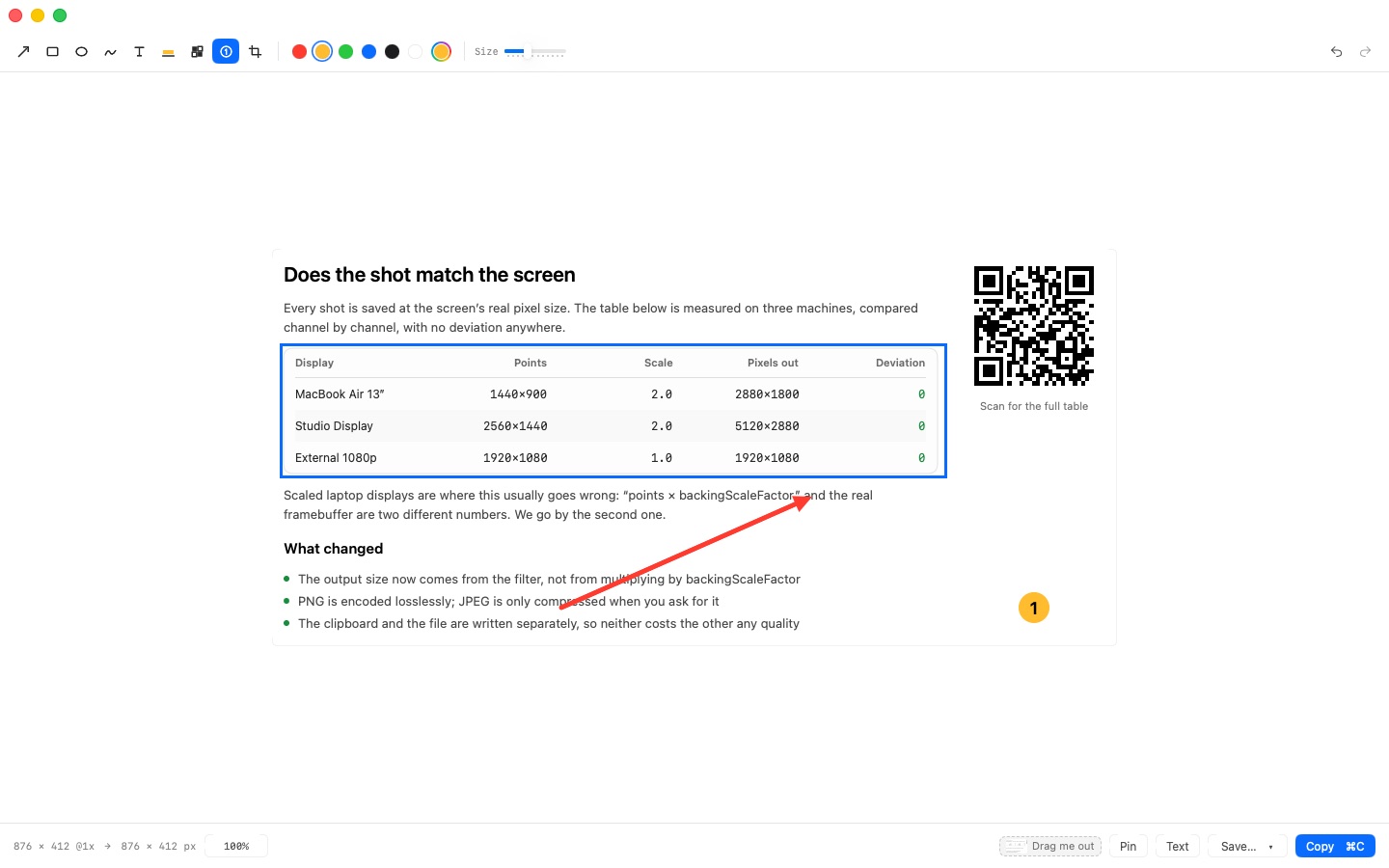 Sharpshot annotation editor with arrows, numbered steps and a highlight